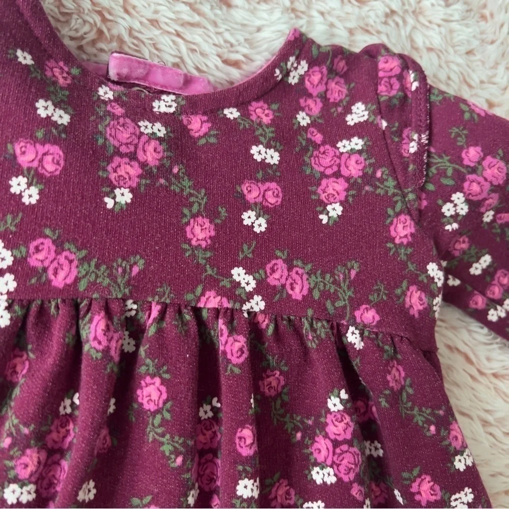 Carter’s Baby Girl Infant Floral Fleece Long Sleeve Dress Size 6 months